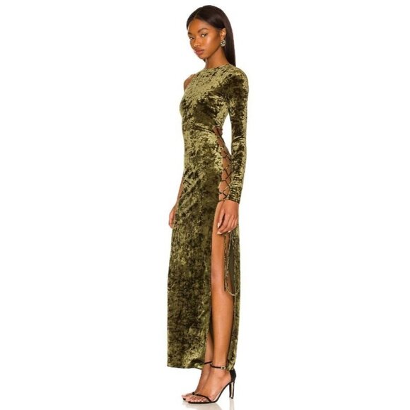 Camila Coelho Gabriel Maxi Dress in Olive Green Small New Womens Bodycon - Picture 4 of 15